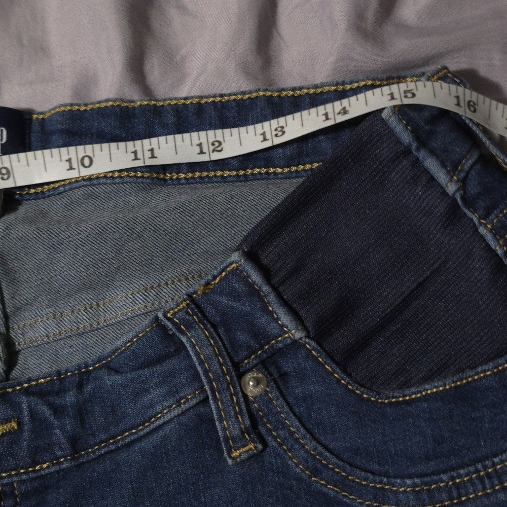 GAP Maternity Jeans, Inset Panel Girlfriend Jeans, Sz 32/14R, Medium Wash NWT - Picture 9 of 11
